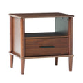 Transitional Solid Wood Spindle Nightstand Walnut Walnut Metal Pine