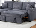 Convertible Sectional Dark Gray Color Corduroy Reversible Chaise W Storage And Sofa Pull Out Bed Pillows Living Room 2Pc Set Dark Gray Primary Living Space Cushion Back Contemporary,Modern L Shaped Rubberwood Rolled Arms Corduroy 4 Seat