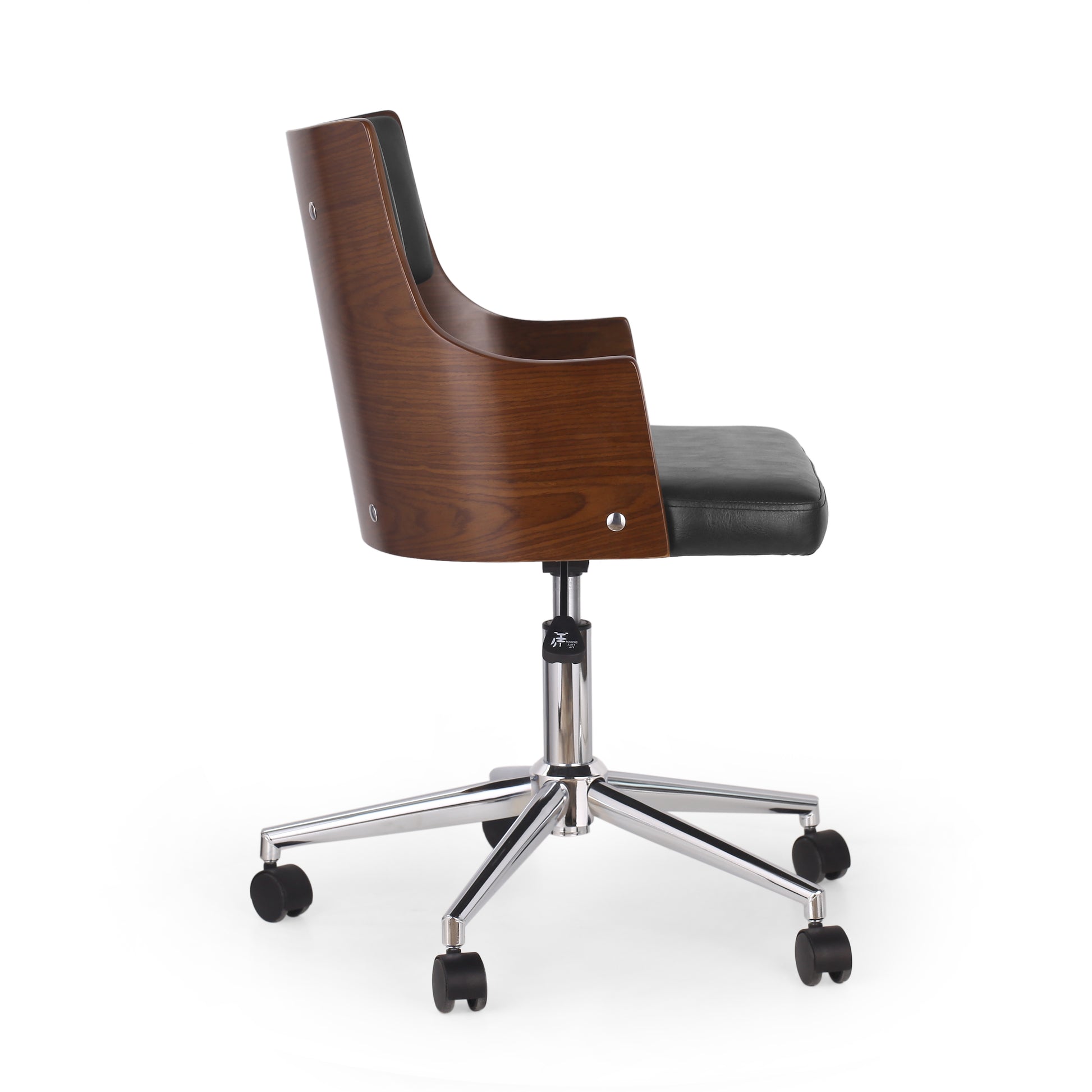 Office Chair Black Dark Walnut Pu