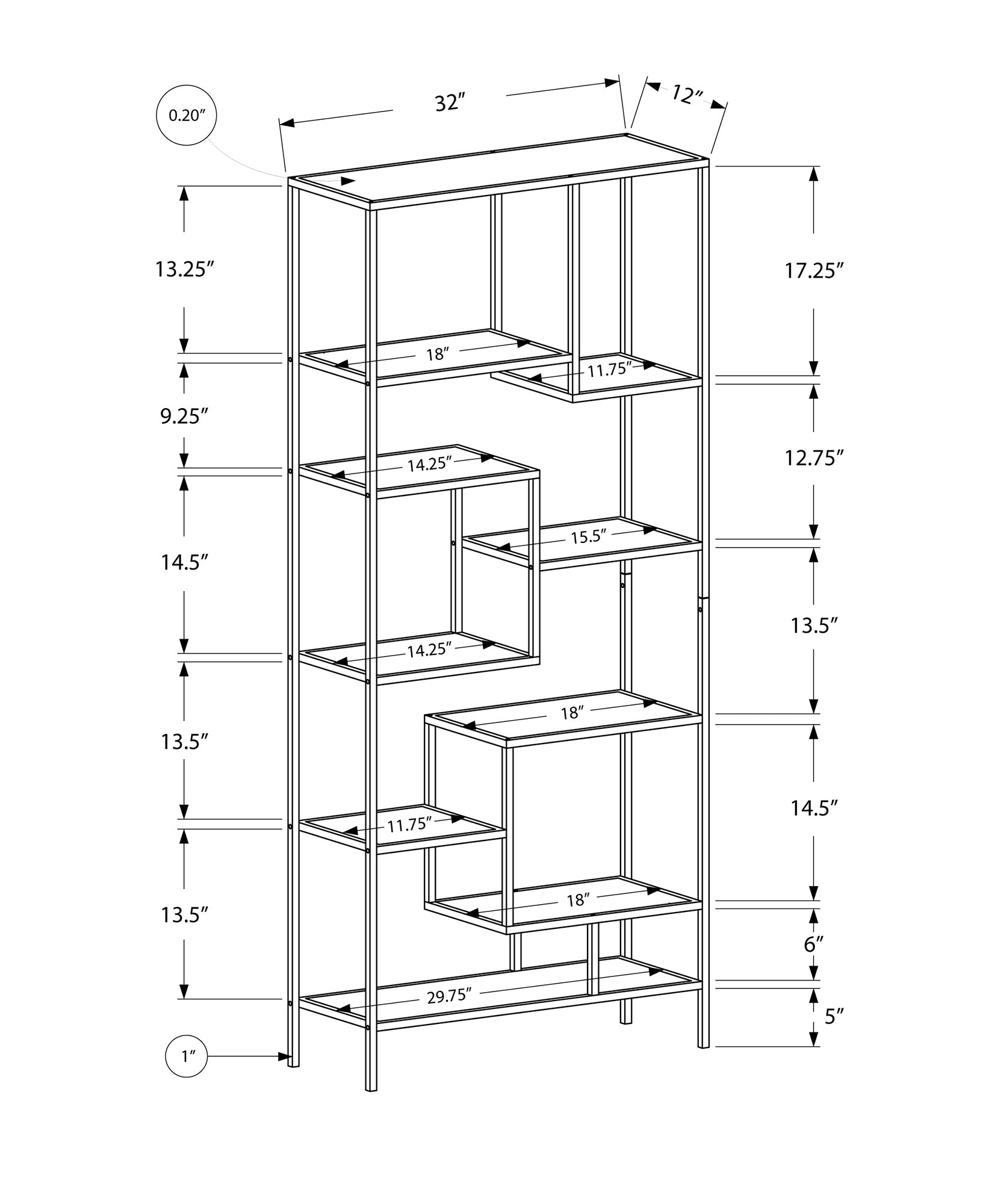 Bookshelf, Bookcase, Etagere, 72"H, Office, Bedroom, Clear Tempered Glass, Grey Metal, Contemporary, Modern Silver Tempered Glass