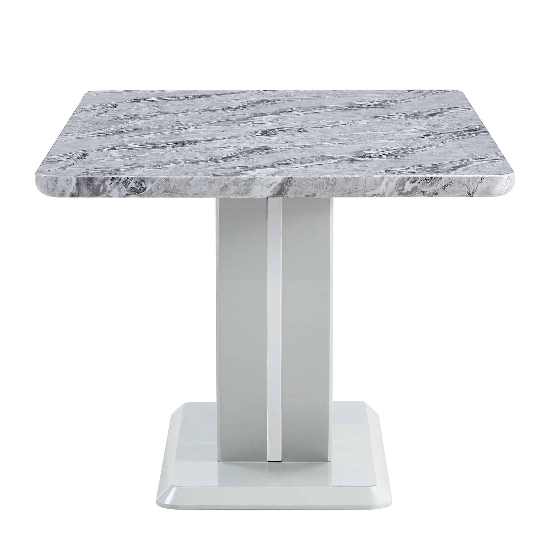 Table And Chair Set, Modern Minimalist Marble Textured Rectangular Dining Table. Suitable For Restaurants And Living Rooms. Soft Cushion Seats.F 1280 Gray Mdf