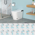 Smart Toilet With Bidet Built In, Auto Open & Close, Elongated Heated Seat, Foot Sensor Flush, Led Display, Warm Water Wash, Dryer, Night Light White Ceramic