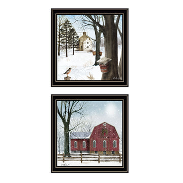 2 Piece Vignette A Little Snow, Waiting For Spring Black Framed Wall Art For Living Room, Bedroom Wall Art Print For Home Decor By Billy Jacobs Multicolor Wood Paper