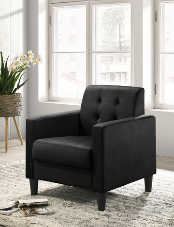 Hale 27.5" Black Velvet Accent Armchair With Tufting Black Velvet