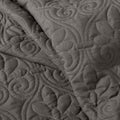 3 Piece Split Corner Pleated Quilted Bedspread Dark Grey King Dark Grey Polyester