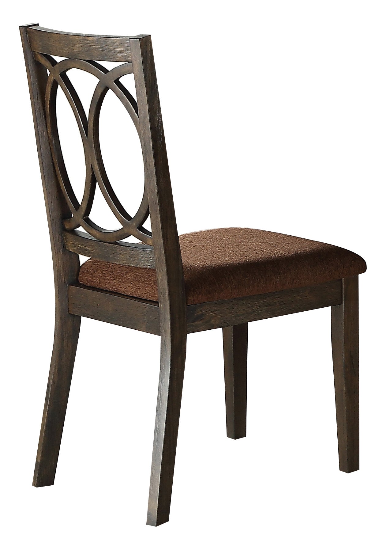 Wooden Side Chair With Cushioned Seat And Cut Out Back, Set Of 2,Brown Brown Wood Fabric