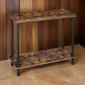 Wood And Metal Frame Console Table With Open Bottom Shelf, Rustic Brown Brown Particle Board