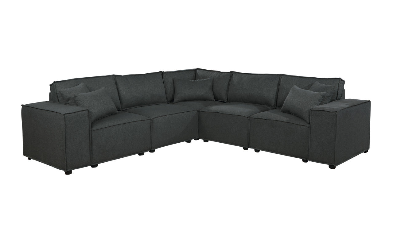 Jenson 99" Modular Sectional Sofa In Dark Gray Linen Dark Gray Linen