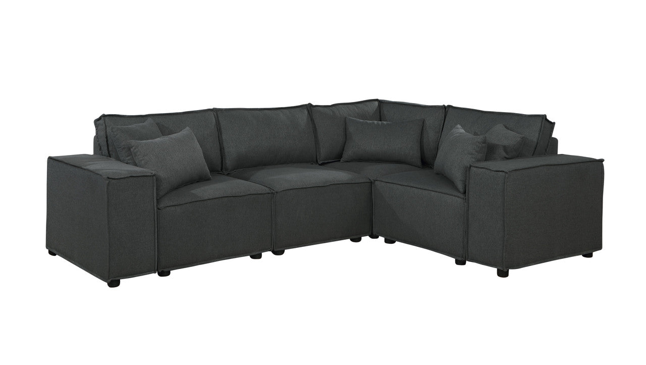 Melrose 99" Modular Sectional Sofa With Ottoman In Dark Gray Linen Dark Gray Linen