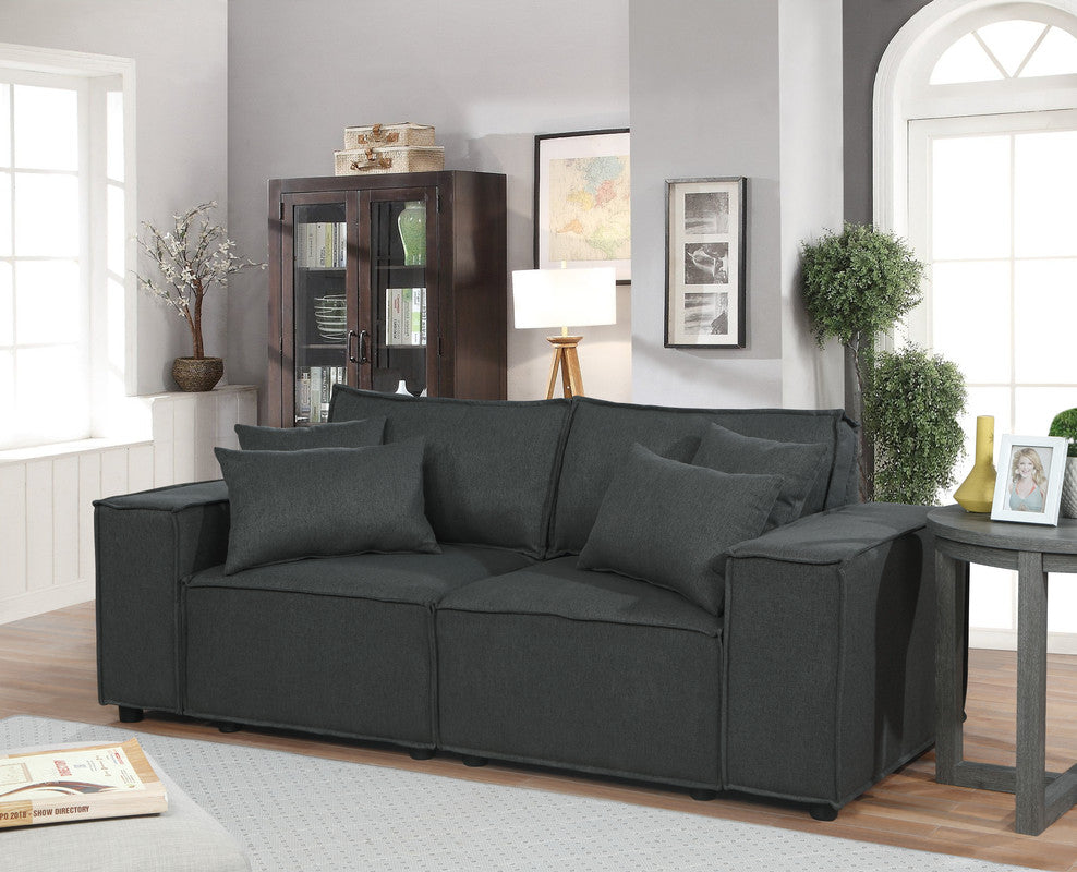 Elson 76" Loveseat In Dark Gray Linen Dark Gray Linen