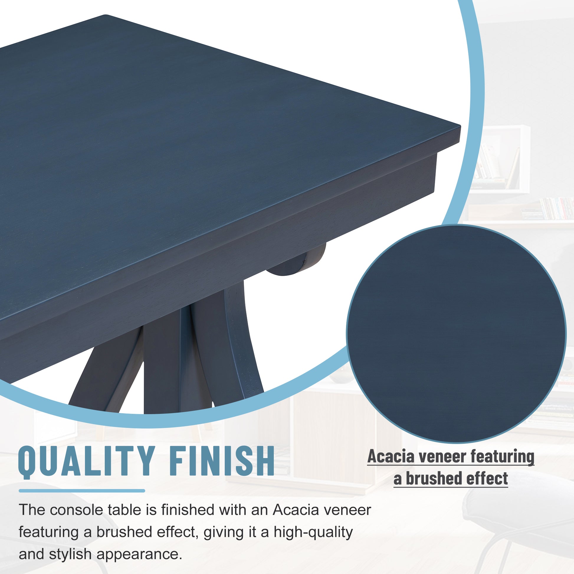 48 Inch Rustic Vintage Console Tablefarmhouse Style Entryway Table With Open Shelf And Sturdy Construction For Entryway And Living Room Navy Navy Distressed Finish Primary Living Space Antique,Rustic,Vintage Open Storage Console Tables Brushed