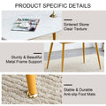 Table And Chair Set.A Morden Table With White Imitation Marble Patterned Stone Burning Tabletop With Golden Metal Legs.Paried With 4 Chairs With Pu Leather Backrest And Black Metal Legs. Light Gray,White Gold Seats 4 Metal,Sintered Stone