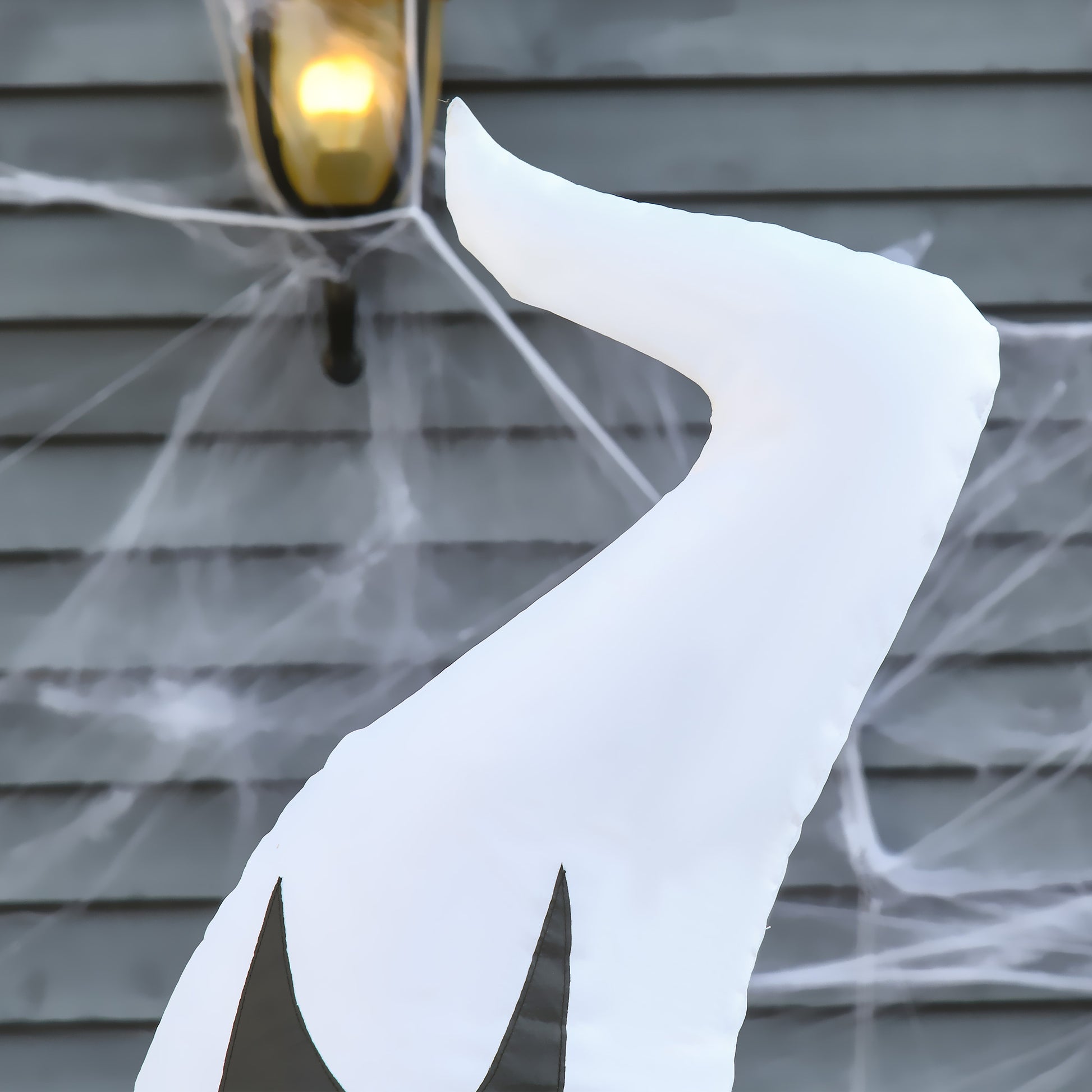 Homcom 5.9' Halloween Inflatable Outdoor Decoration Ghost With Pumpkin, Blow Up Led Yard Decor For Garden, Lawn, Party, Holiday, Waterproof, Green White Polyester