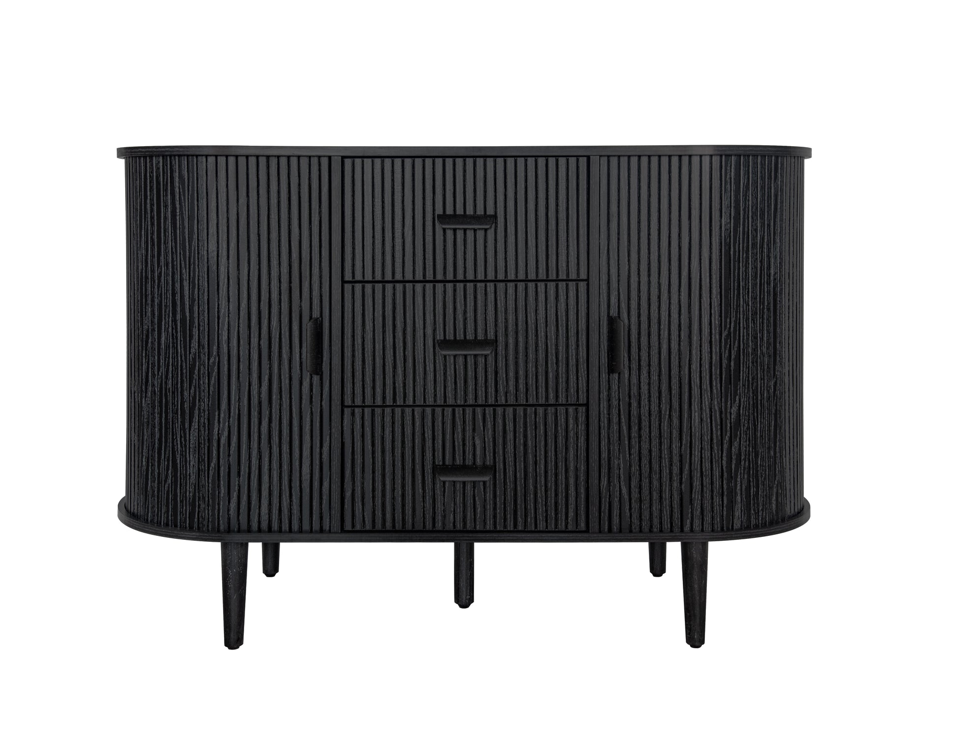 Sideboard Buffet Storage Cabinetaccent Cabinet With Smoothly Sliding Tambour Doorsmodern Kitchen Buffet Cabinet With 3 Drawer And 2 Doors For Living Room Dining Room Black Mdf