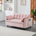 55 Inches Pink Modern Velvet Sofa, Seating Sofa With Backrest, Soft And Comfortable Living Room Furniture, 3 In 1 Convertible Sofa Bed For Living Room Bedroom Pink Velvet 2 Seat