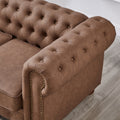 Classic Chesterfield Sofa Loveseat For Living Room Brown Faux Leather Brown Foam Technical Leather 2 Seat