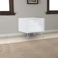 Contemporary 2 Drawers Wood Nightstand By Deoss, White White Mdf