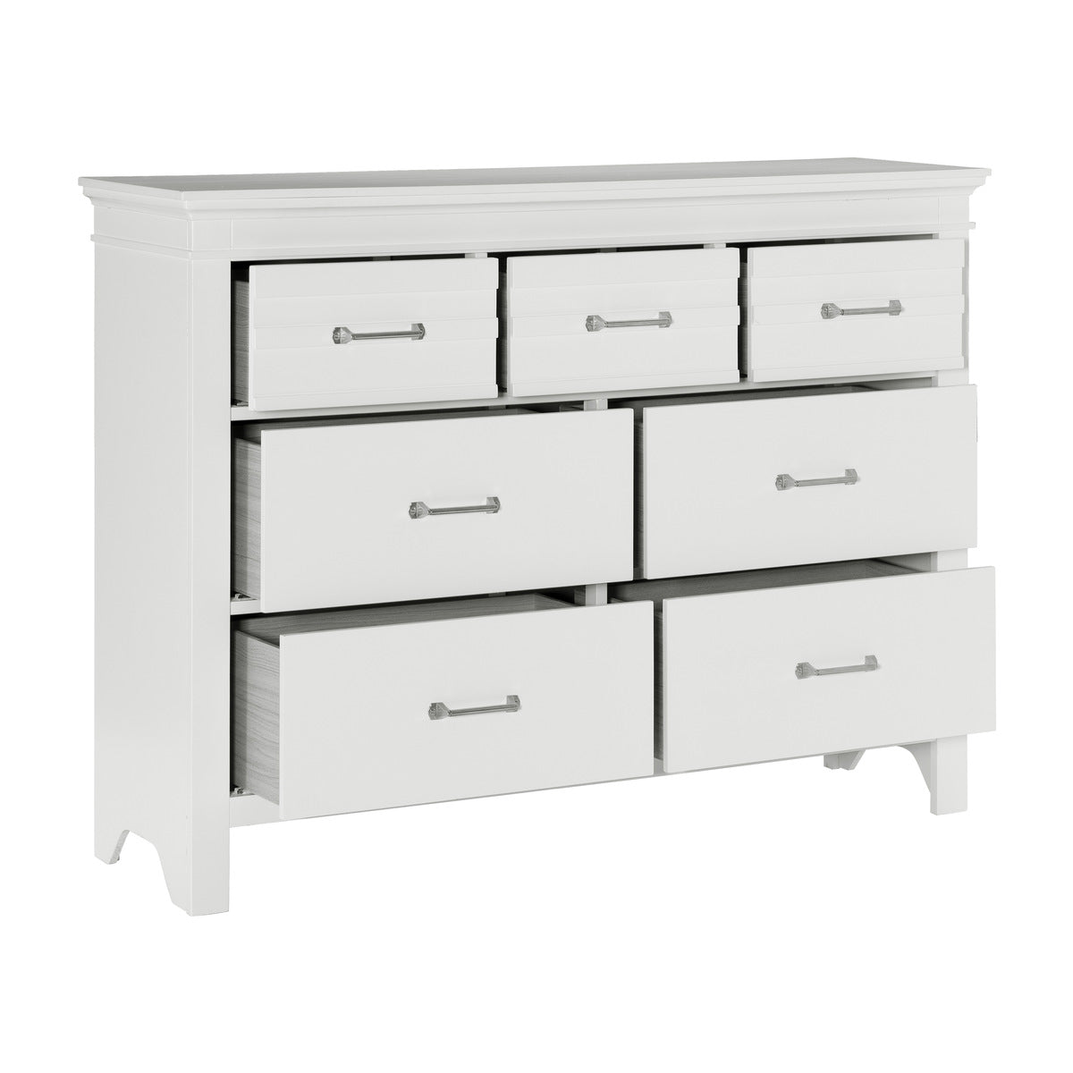 7 Drawers White Finish Dresser Transitional Style Wooden Bedroom Furniture 1Pc White Bedroom Transitional Wood