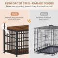 Furniture Style Dog Crate Wrought Iron Frame Door With Side Openings, Rustic Brown, 38.4''W X 27.7''D X 30.2''H. Rustic Brown Particle Board