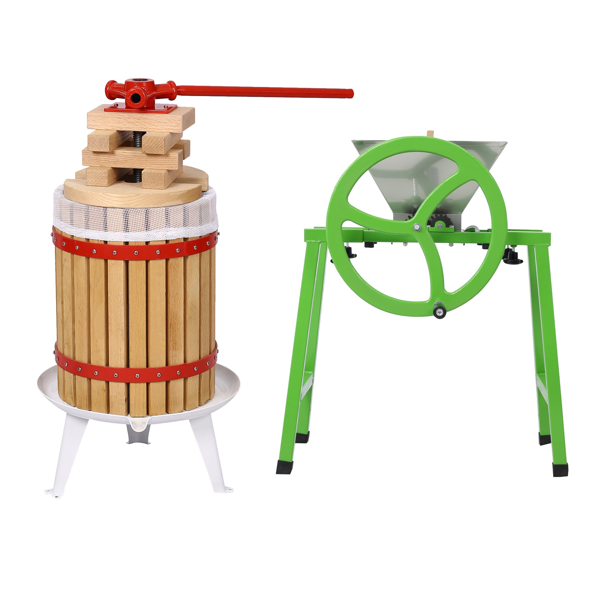 Fruit Wine Press And Crusher And Filter Bag,100% Nature Apple&Grape&Berries Crusher Manual Juice Maker For Kitchen Green Steel