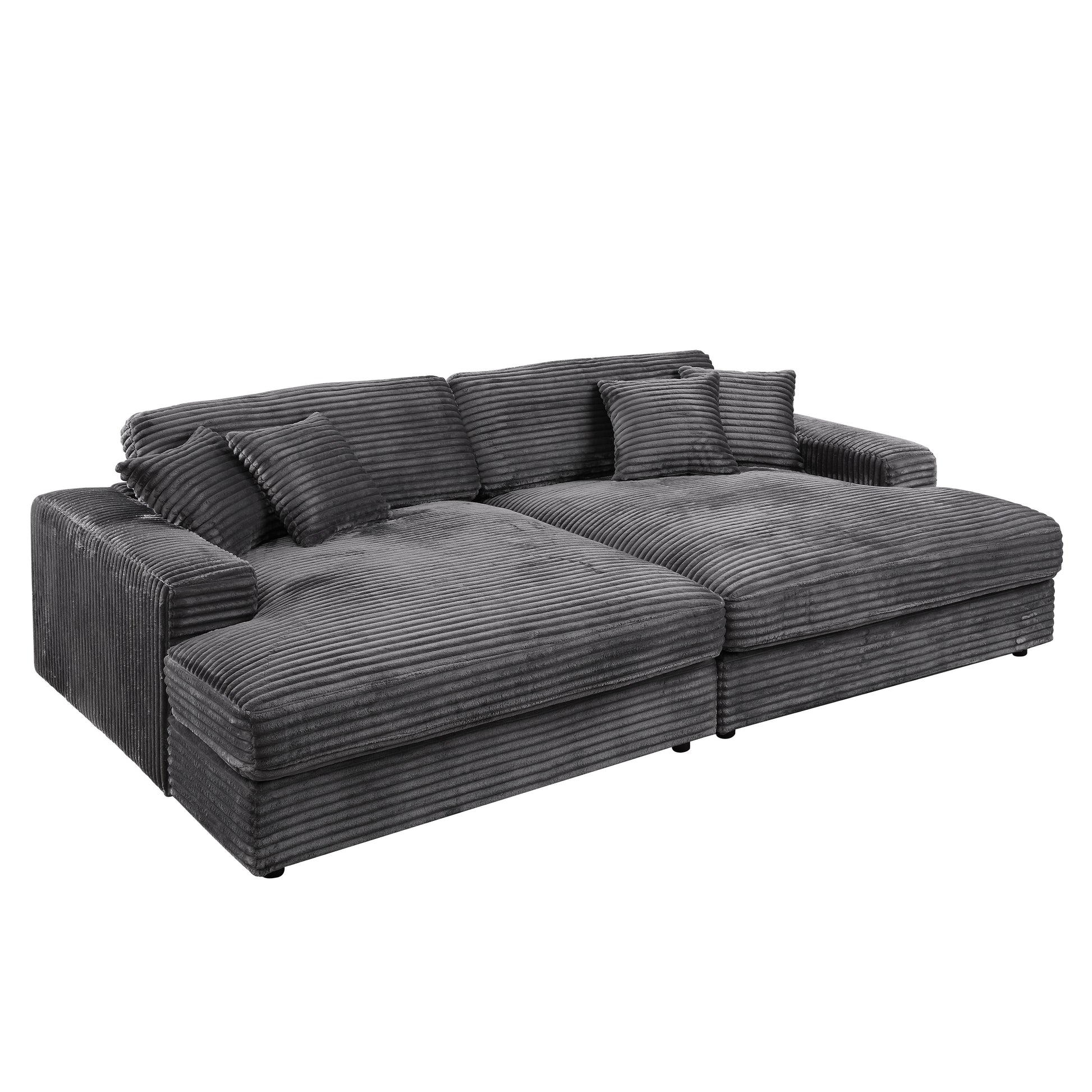 Hilde Sectional Sofa W 4 Pillows, Gray Velvet Lv03690 Gray Upholstered 2 Seat