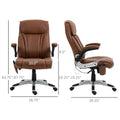 Vinsetto Executive Massage Office Chair With 6 Vibration Points, Heated Faux Leather Computer Desk Chair With Flip Up Armrest, Adjustable Height, Swivel Wheel, Brown Brown Leather