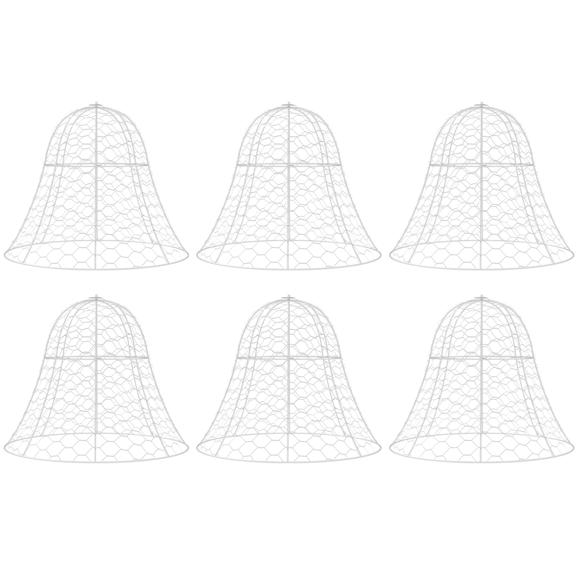 Outsunny Garden Chicken Wire Cloche, 16" X 13" Stackable Animal Plant Protectors, 6 Pack Of Metal Crop Cages To Keep Animals Out, White White Steel
