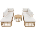 7 Pieces Outdoor Patio Furniture, All Weather Rattan Sectional Sofa Set With Thick Cushions And Pillows, Freely Combined Conversation Sets For Garden, Backyard, Balcony, Beige Yes Complete Patio Set Beige Seats 6 Garden & Outdoor Complete Patio Sets Foam