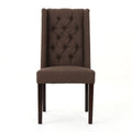 Dining Chair Dark Brown Wood Fabric