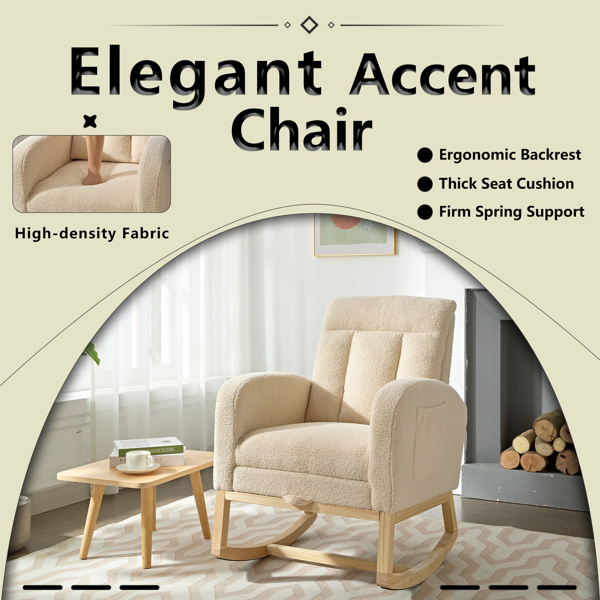Accent Rocking Chair Small Modern Accent Rocking Chair Rocking Chair With Solid Wood Legs, Adjust
