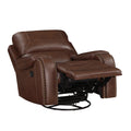 Comfortable Reclining Sofa 3Pc Set Brown Faux Leather Upholstered Reclining Sofa Loveseat Swivel Reclining Chair Trim, Power Usb Ports, Cupholders, Modern Living Room Furniture Brown Faux Leather Wood Primary Living Space Modern Plywood,Solid Wood 6 Seat