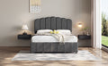 Full Size Upholstered Bed With 4 Storage Drawers,Wood Slat Support, Gray Full Gray Upholstered
