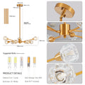 Modern Crystal Chandeliers, 9 Lights Golden Chandelier For Living Room Bedroom, Dining Room Chandelier Over Table, Kitchen Light Fixtures Bulbs Not Included Golden Crystal Iron