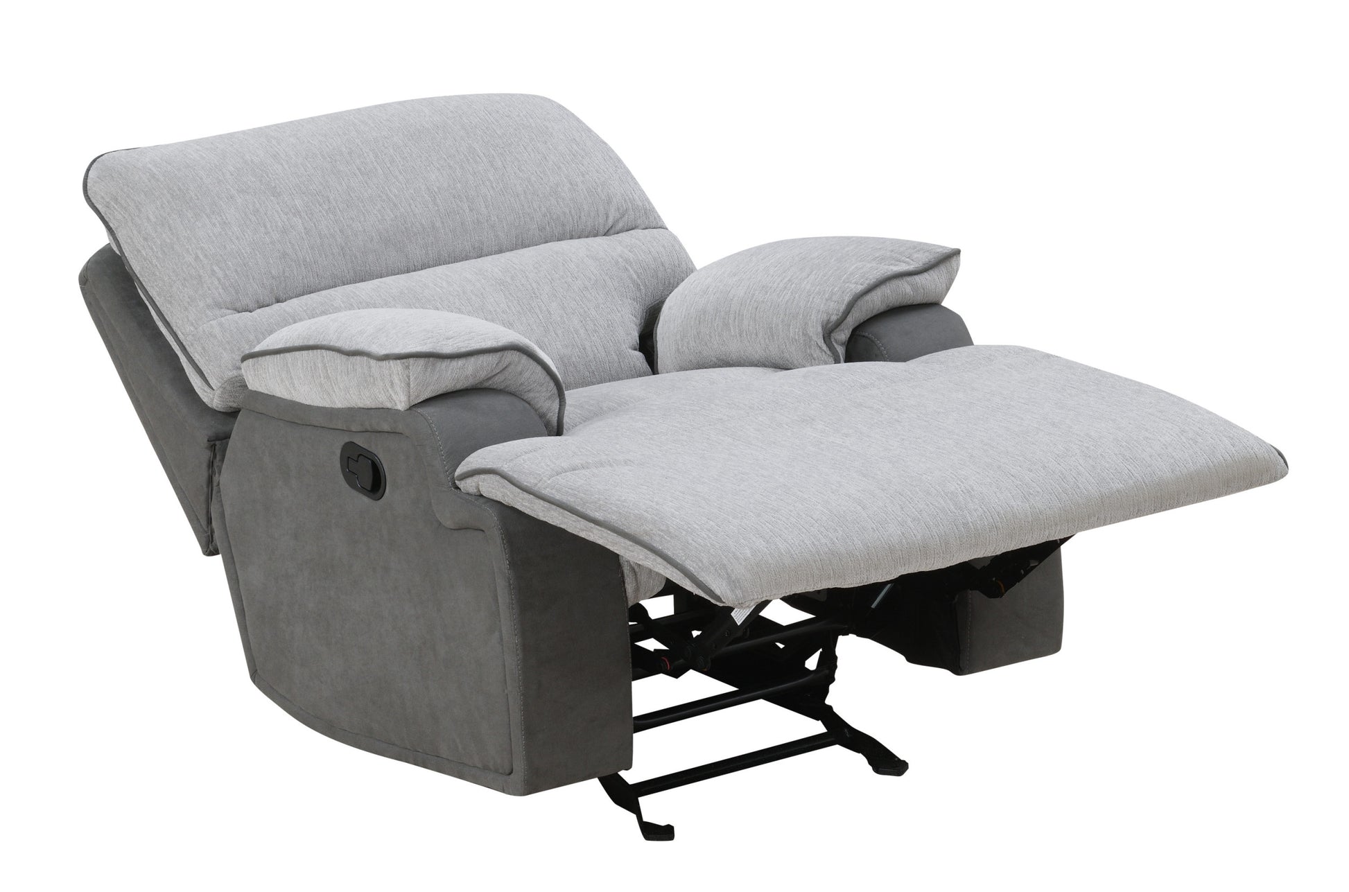 Cyprus 3 Piece Reclining Living Room Set Gray Gray Fabric