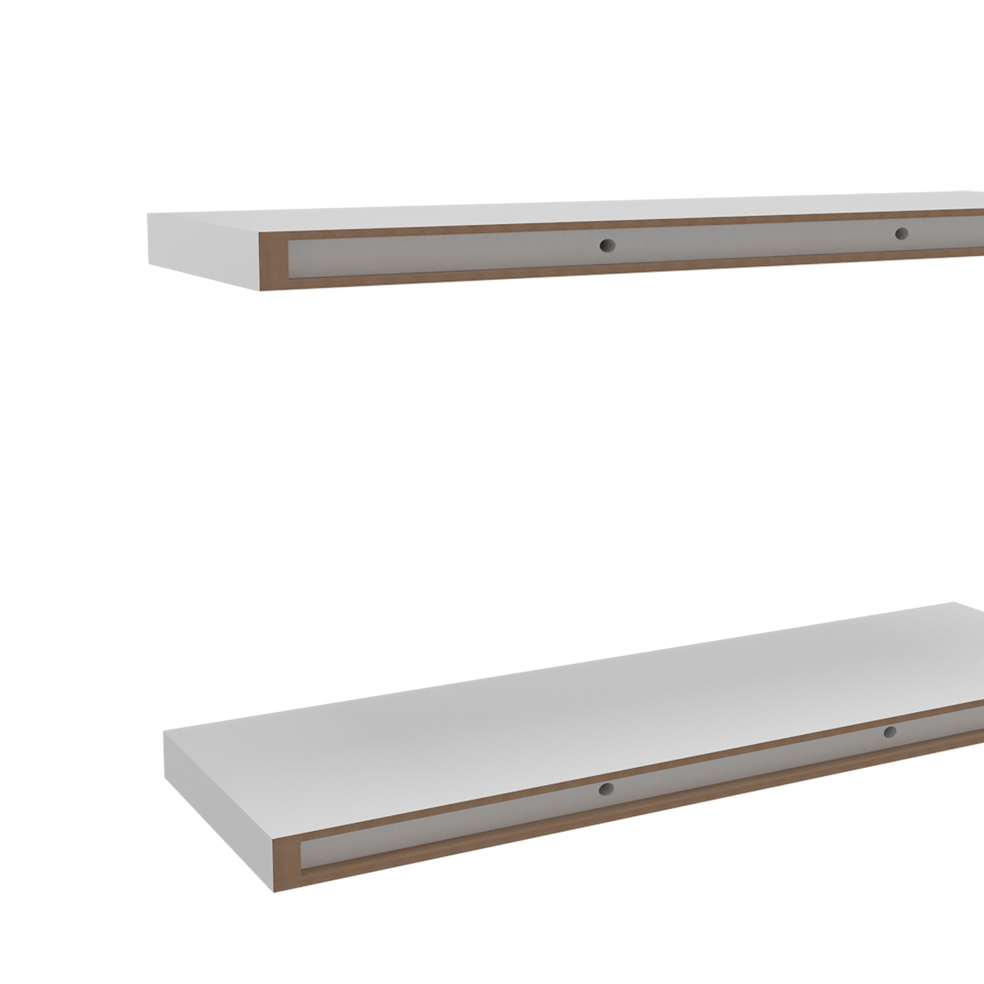 Iva Floating Shelf In Melamine X2, Snow White White Primary Living Space Wall Mounted Particle Board Melamine