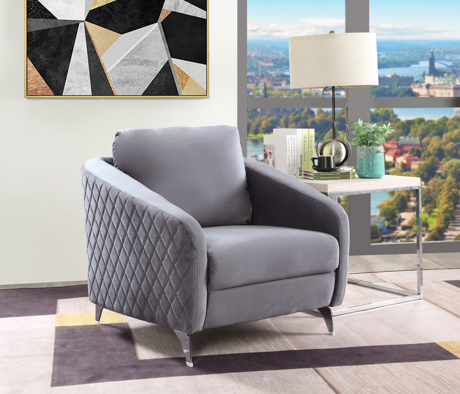 Sofia 36" Gray Velvet Modern Chic Accent Armchair Gray Velvet