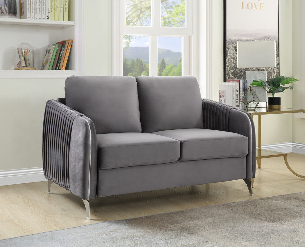 Hathaway 54" Gray Velvet Modern Chic Loveseat Couch Gray Velvet