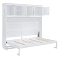 Queen Size Murphy Bed Wall Bed With Top Cabinets,White Queen White Plywood