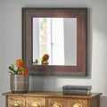 Wall Mirror Straight Line Design Tc Leather Brown Mdf