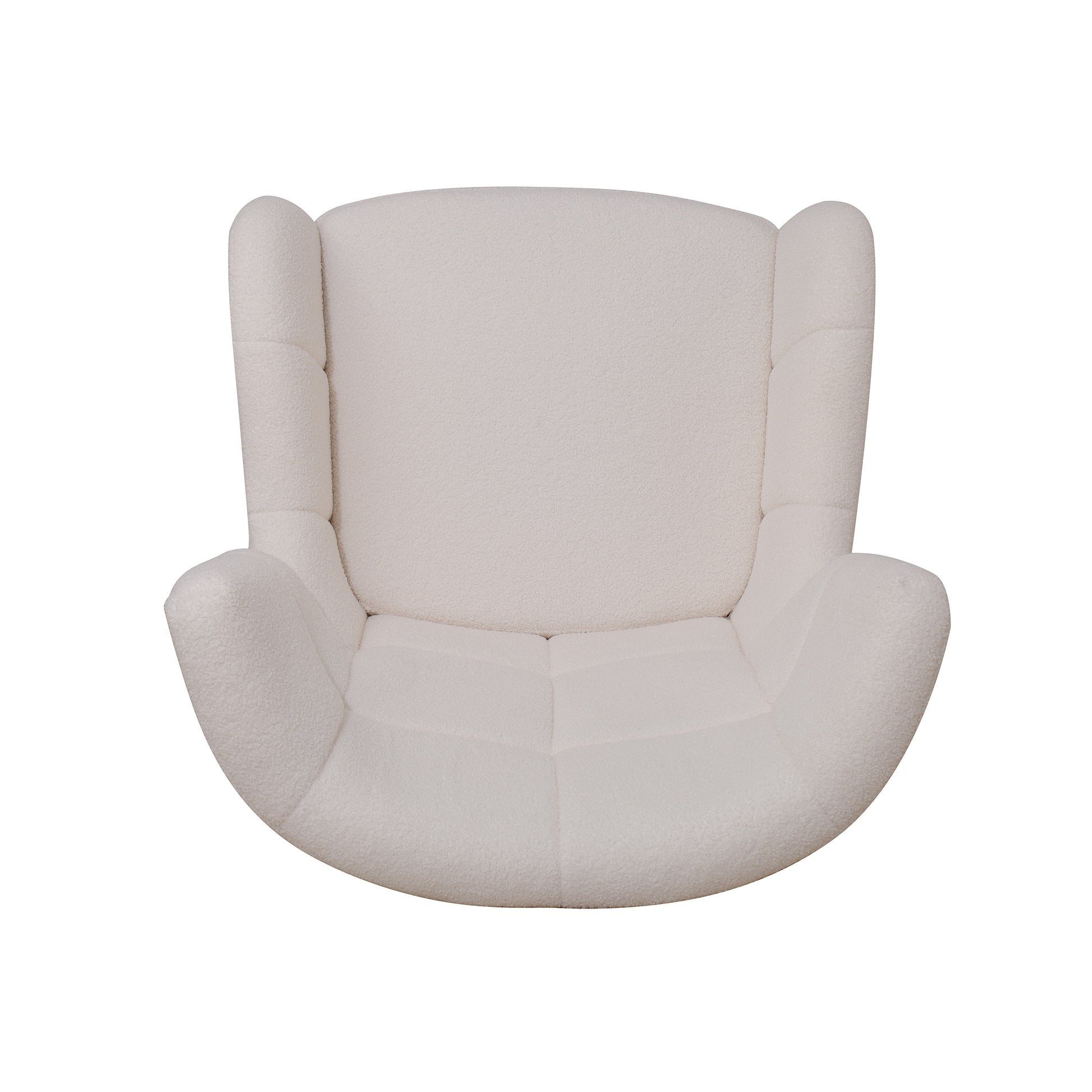 Mid Century Accent Chair, Ivory White, Modern Retro Lounge Armchair, Birch Frame, Upholstered Teddy Wool Fabric, Single Sofa Armchair For Small Spaces, Living Room, Bedroom, Reading Corner, Balcony Ivory White Espresso Primary Living Space