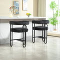 Coolmore Bar Stools Set Of 1, Modern Bar Stool With Back, Black Metal Frames, Upholstered Bar Stools For Kitchen Island, Pub, Club Black Chenille Black Primary Living Space Foam Chenille