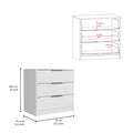 Kaia 3 Drawers Dresser, Superior Top White White Bedroom Modern Particle Board Particle Board