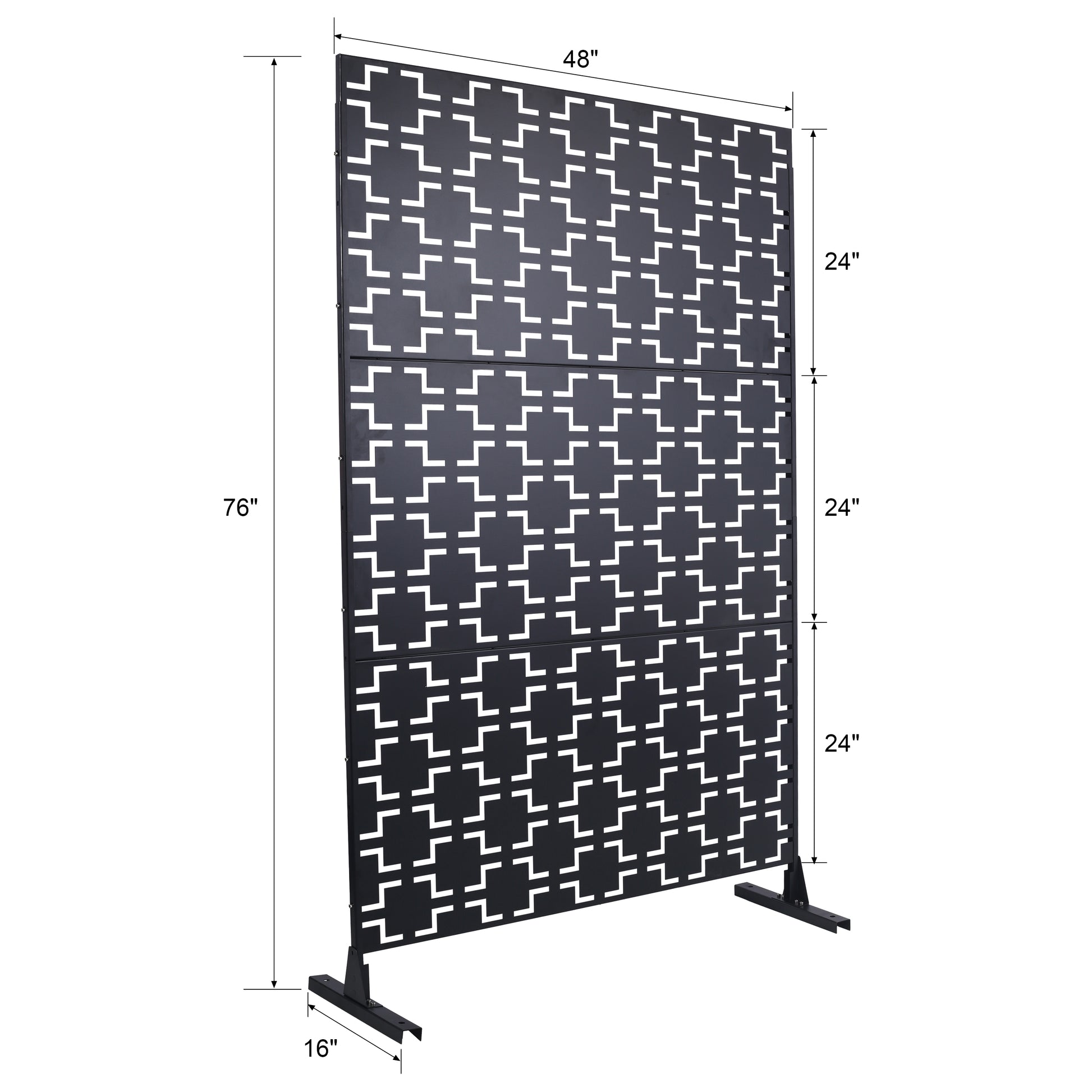 Outdoor & Indoor Privacy Screen Metal Privacy Screen 76" H 48" W, Freestanding Decorative Privacy Screen For Deck Balcony Patio, Privacy Fence Panels For Outside Lawn Garden Ps105 Black,Light Weight Black Steel