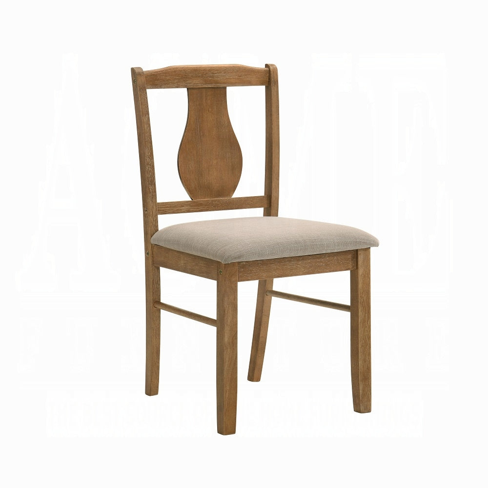 Weathered Oak 5 Piece Dining Set With Upholstered Seat Upholstered Chair Wood Oak Solid Back Seats 4 Wood Dining Room Fixed Table 4 Leg Rectangular Dining Table With Chair Wood Fabric