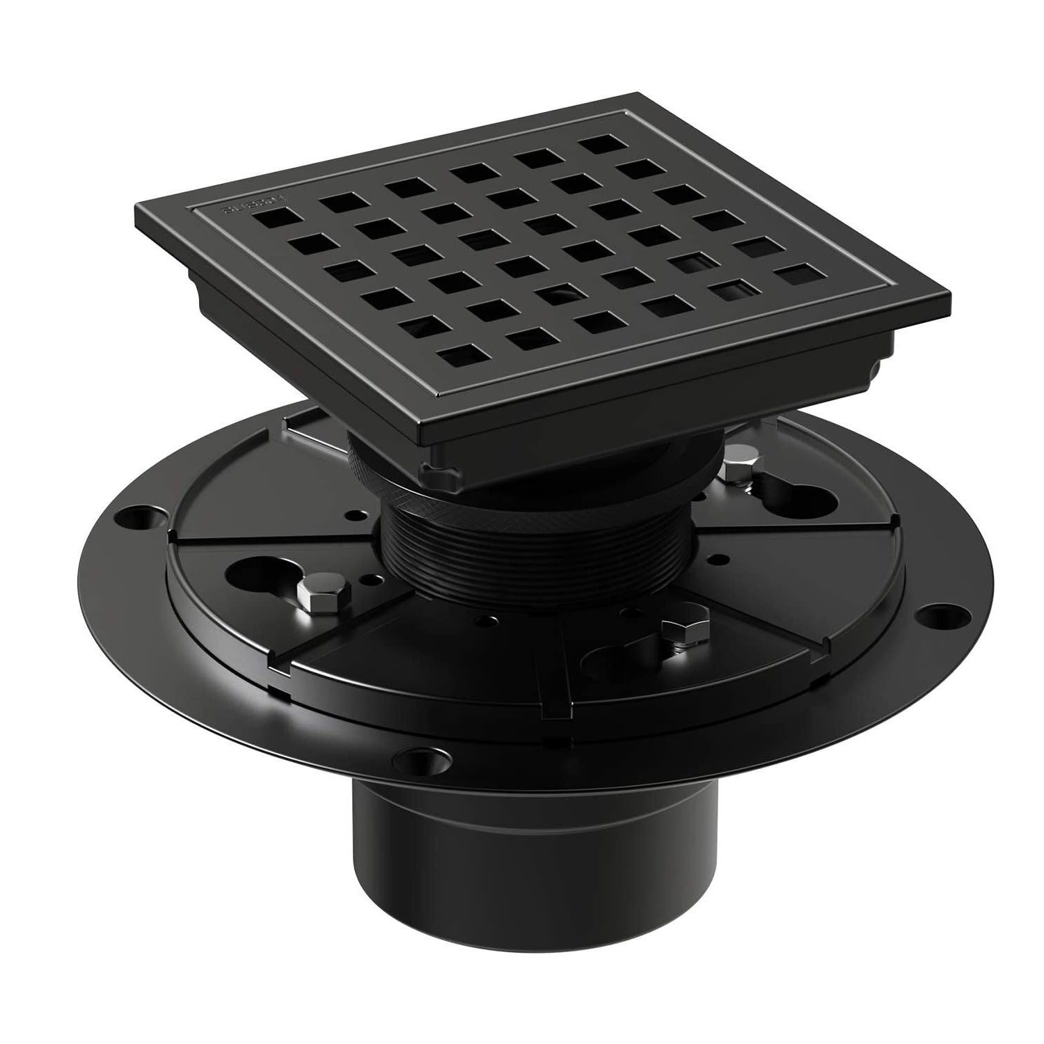 4 Inch Square Shower Floor Drain Matte Black Stainless Steel