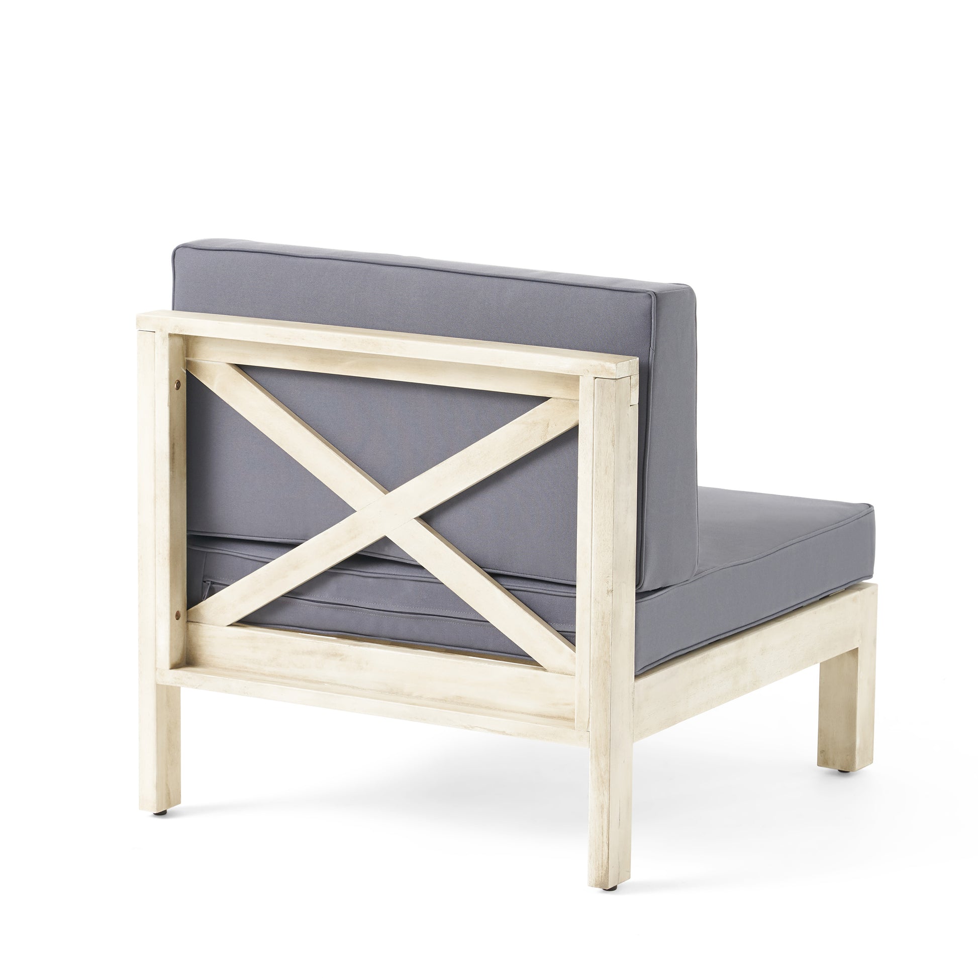 Brava X Back R Arm Chair. Light Grey Dark Grey Acacia Wood