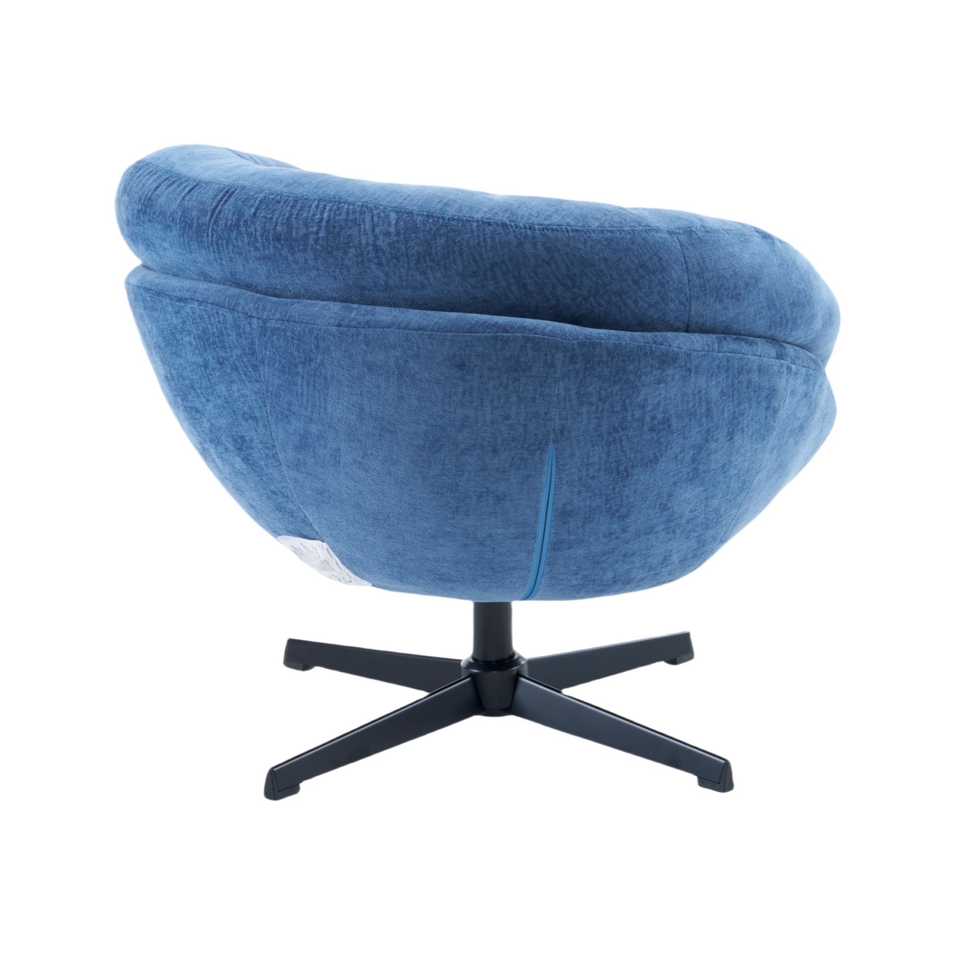 Chenille Upholstered 360 Swivel Club Chair Accent Chair With Removable Cushion, Round Office Chair With Black Metal Base, Cotton Material, Living Room, Bedroom, Reading Corner, Office Navy Blue