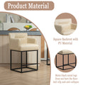 Coolmore Counter Height Bar Stools Set Of 2, Modern Square Bar Stool With Back, Black Metal Frames, Upholstered Bar Stools For Kitchen Island, Pub, Club Khaki Pu Khaki Primary Living Space Foam Pu