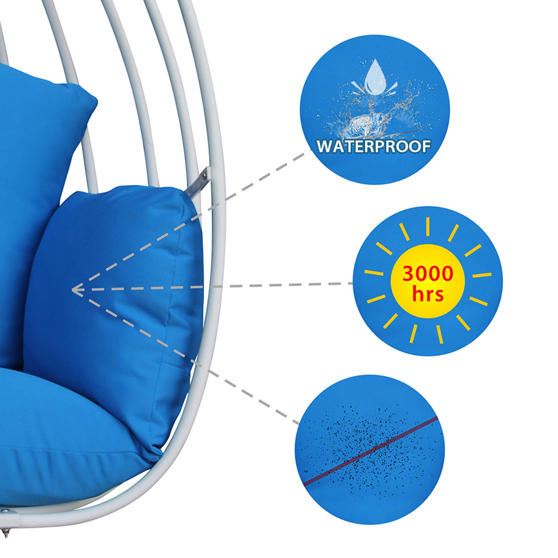 Hanging Egg Chairhammock Swing Chair With Hanging Kit,Blue Light Blue Rust Resistant Frame Garden & Outdoor Modern Aluminium