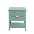 2 Drawer Side Table, American Style, End Table, Suitable For Bedroom, Living Room, Study Light Green Mdf